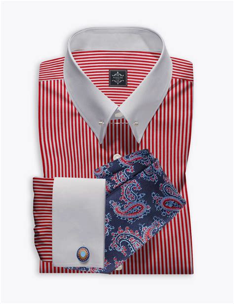 Stripes Pin Collar Shirts | Men’s Pin Collar Shirt | Red Stripes Dress ...