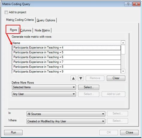 Generating Nvivo matrix coding query