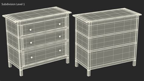 3D Hemnes 3 Drawer Ikea Chest White Stain model | 3D Molier International