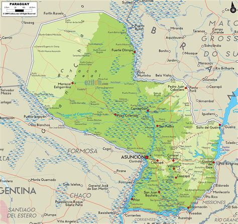 Physical Map of Paraguay - Ezilon Maps