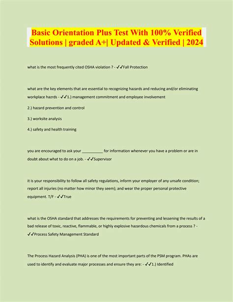 Image result for Basic Orientation Plus Test Questions