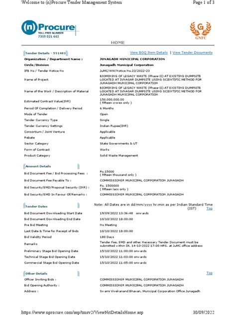 Image result for Garbage Collection Tender Sample