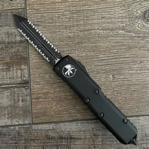 Microtech UTX-85 Spartan Black Tactical Double Full Serrated 230-D3T ...