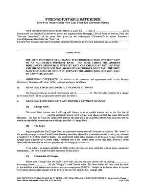 FIXED/ADJUSTABLE RATE RIDER Doc Template | pdfFiller