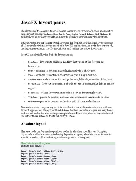 JavaFX Layout Panes 的图像结果