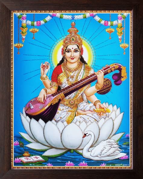 Art n Store Goddess Saraswati Wall painting/Poster painting with Brown ...