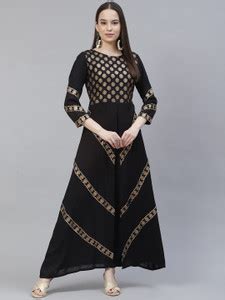 MEERANSHI LIVING Women Ethnic Dress Black, Gold Ankle Length Dress ...