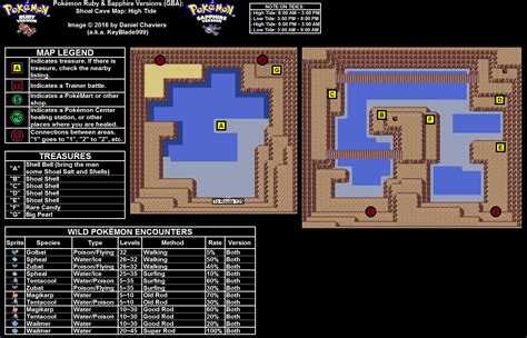 Pokemon Sapphire Version Shoal Cave Map (High Tide) Map for Game Boy ...