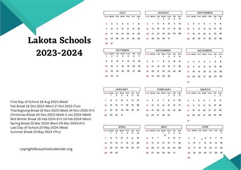 Lakota Public Schools Calendar - US School Calendar