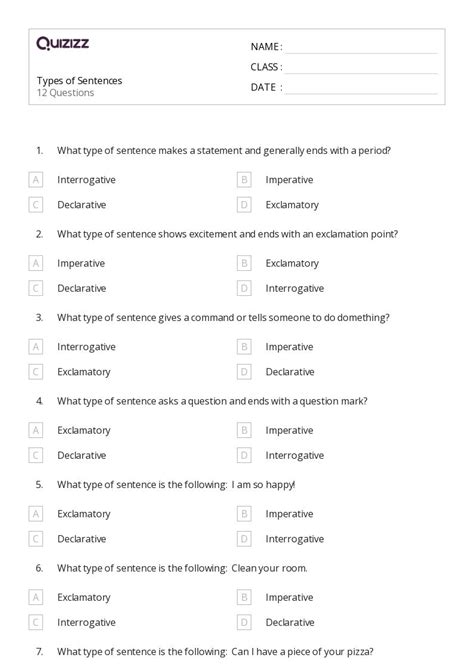 50+ Types of Sentences worksheets for Kindergarten on Quizizz | Free ...