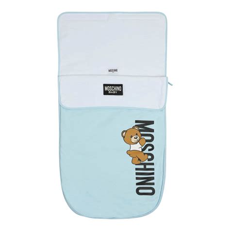 Moschino Blue Teddy Bear Print Sleeping Bag | Les Petits - Les Petits