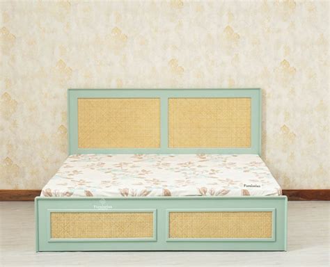 Boston Solid Wood Rattan Cane Queen Size Bed