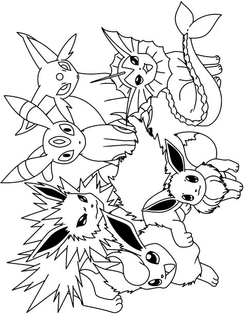 Printable Eevee Evolutions Coloring Pages