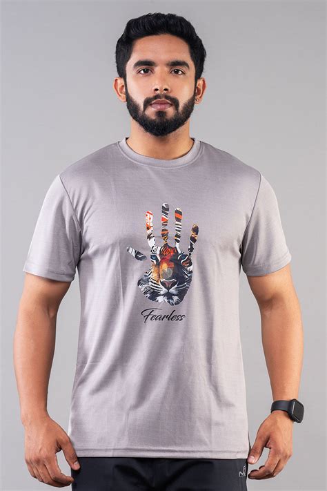 MINIMAL BUZZ FEARLESS GRAPHIC T-SHIRTS - LIGHT GREY (D) – Cruisemax Sports