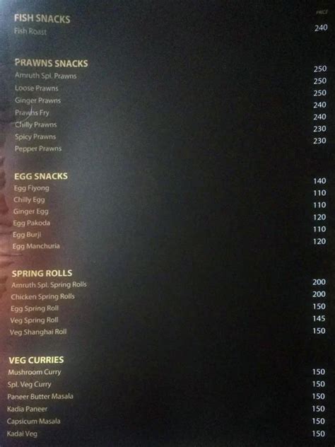 Menu at Amruth Restaurant & Bar- best bar, Hyderabad, Indralok Complex