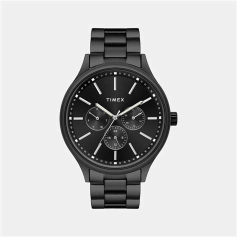 Fashion Men Quartz Black Dial Multi-Function Stainless Steel Watch TWE ...