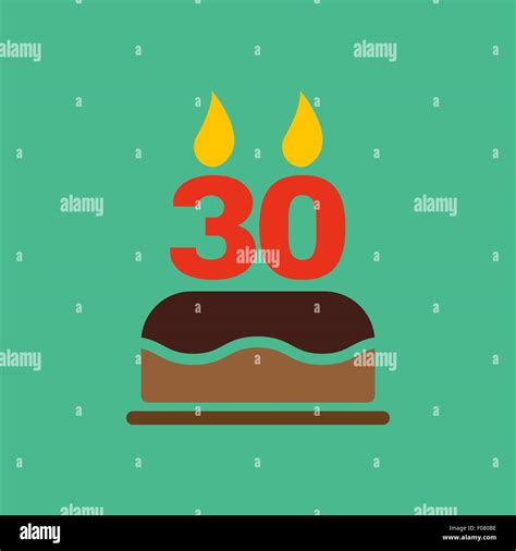 The birthday cake with candles in the form of number 30 icon. Birthday ...