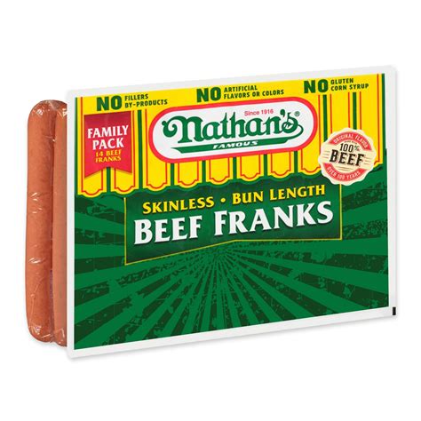 Nathans Famous 4/1 Skinless Beef Frank, 6 inch - 40 count per pack -- 1 ...