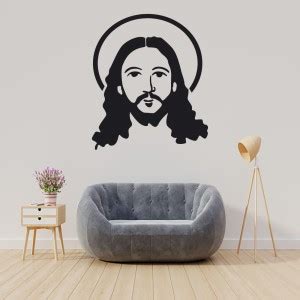 qth 70 cm JESUS CHRIST HALF FACE BLACK DESIGN WALLSTICKER FOR LIVING ...