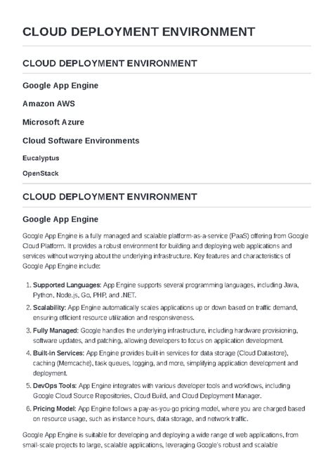 Cloud Deployment Environment - CLOUD DEPLOYMENT ENVIRONMENT CLOUD ...