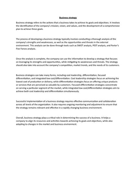 Business strategy - Business strategy Business strategy refers to the ...
