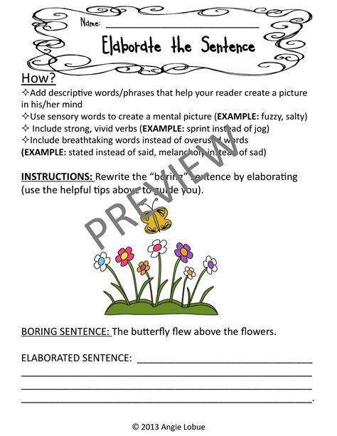 Elaborate/Enhance the Sentences - SET 1: Creative Writing Activity ...