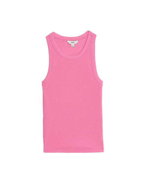 Buy Cotton Rich Ribbed Slim Fit Racer Back Vest at Marks & Spencer