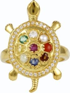 Exxotic Jewelz Navratna Tortoise Silver Cubic Zirconia, Sapphire, Pearl ...