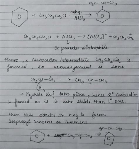 Why do we get iso propyl benzene on treating benzene with 1 ...