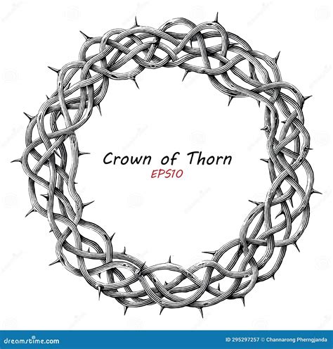 The Crown of Thorns Vintage Illustration Black and White Clip Art Stock ...