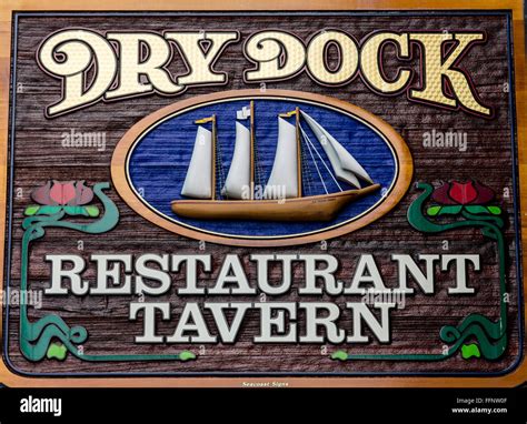 Sign for the Dry Dock Restaurant and Tavern in Portland, Maine Stock ...