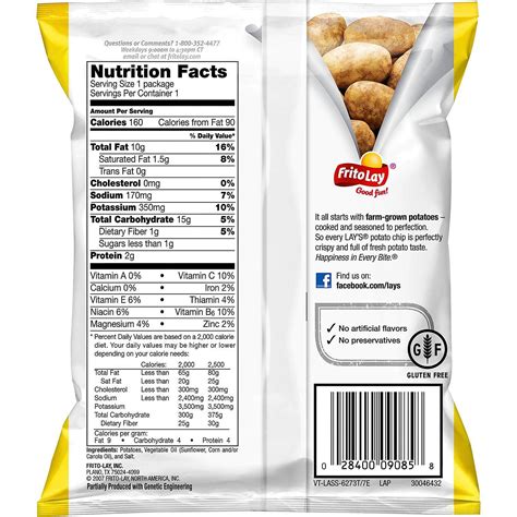 Nutrition Facts For Lays Potato Chips Snack Size | Besto Blog