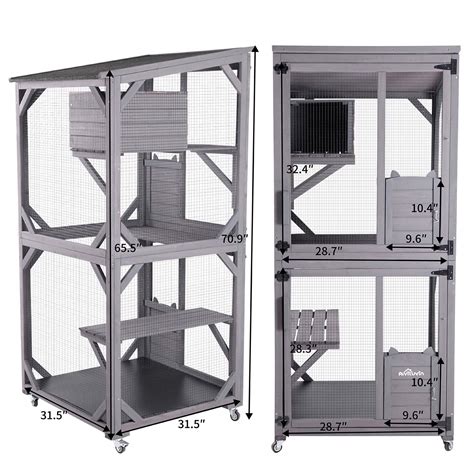 Buy Aivituvin Outdoor Cat House Cat Cages Enclosures on Wheels,Indoor ...