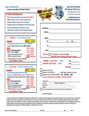 Fillable Online Cape Coral Hurricanes 2014 Season Ticket Form Fax Email ...