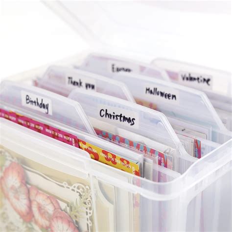 Buy Greeting Card Storage & Organizer Box with 6 Coloful Removable ...