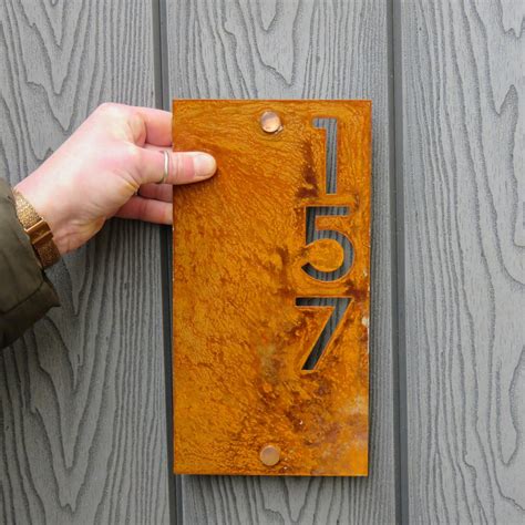 Rusty Metal Corten Steel House Number Plaque | Rees Metal Designs