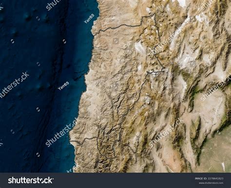 Atacama, región de Chile. Mapa satelital: ilustración de stock ...