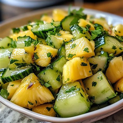 Sweet & Zesty Pineapple Cucumber Salad with Lime Dressing - Recipes by Lena