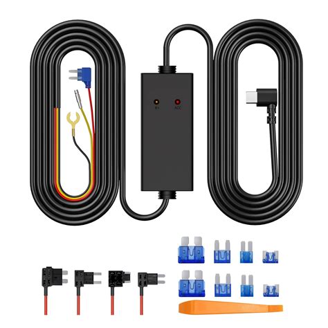 Veement 11.5ft Type-C Dash Cam Hardwire Kit (V5F), 12V-24V to5V 3A Car Dashboard Cam Charger ...