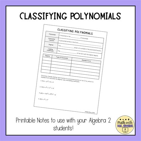 Image result for Polynomial Classification Worksheet
