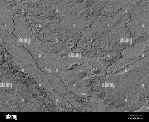 Bouenza, region of Republic of Congo. Bilevel elevation map with lakes and rivers Stock Photo ...