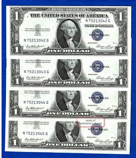 4 1935 E Consecutive One Dollar Silver Certificates