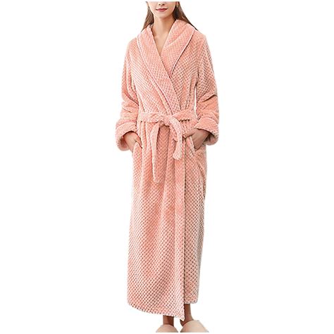 Penkiiy Fleece Robe Bathrobe Women's Winter Warm Nightgown Couple ...