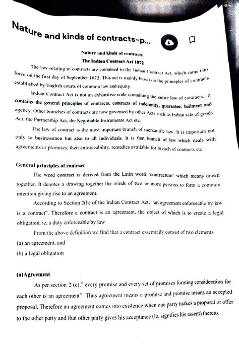 Contract -1 - Contact I - Nature and kinds of contracts-p... Nature nd ...