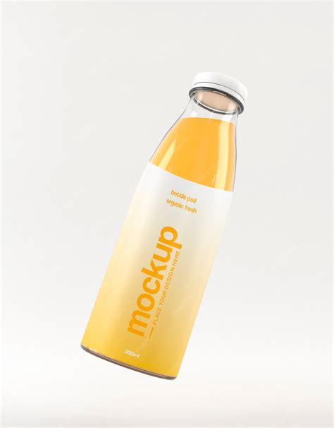 Premium PSD | Fruit juice clear glass bottle mock-up design