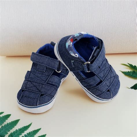 Baby Moo Denim Blue Velcro Booties