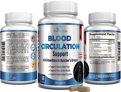 Blood Circulation Supplement with Hawthorn & Butchers Broom - 90 Capsu ...