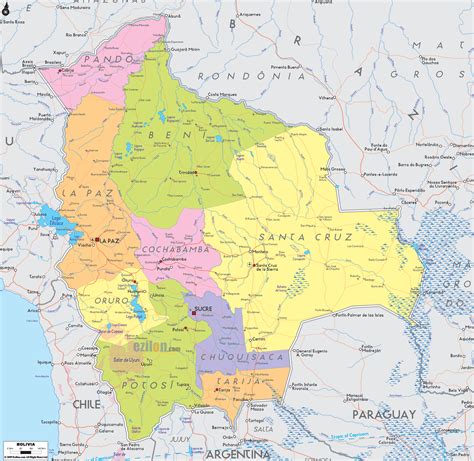 Political Map of Bolivia - Ezilon Maps