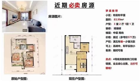 深铁珑境旁：特发和平里近期必卖房，84平三房，指导价571万，业主卖610万满五唯一 - 家在深圳
