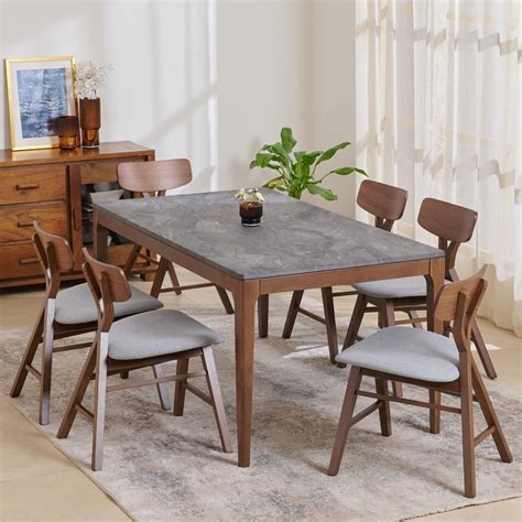 Buy Naverre 6-Seater Dining Set with Chairs - Brown from Home Centre at ...